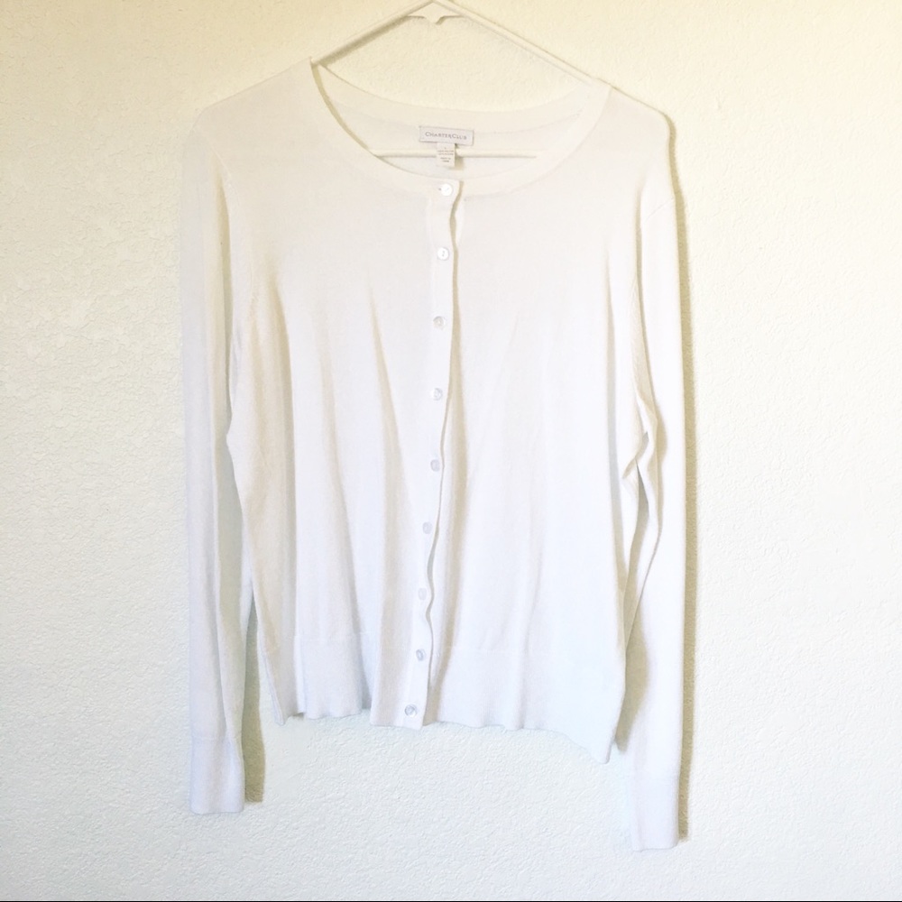 White Ladies Button Up Cardigan